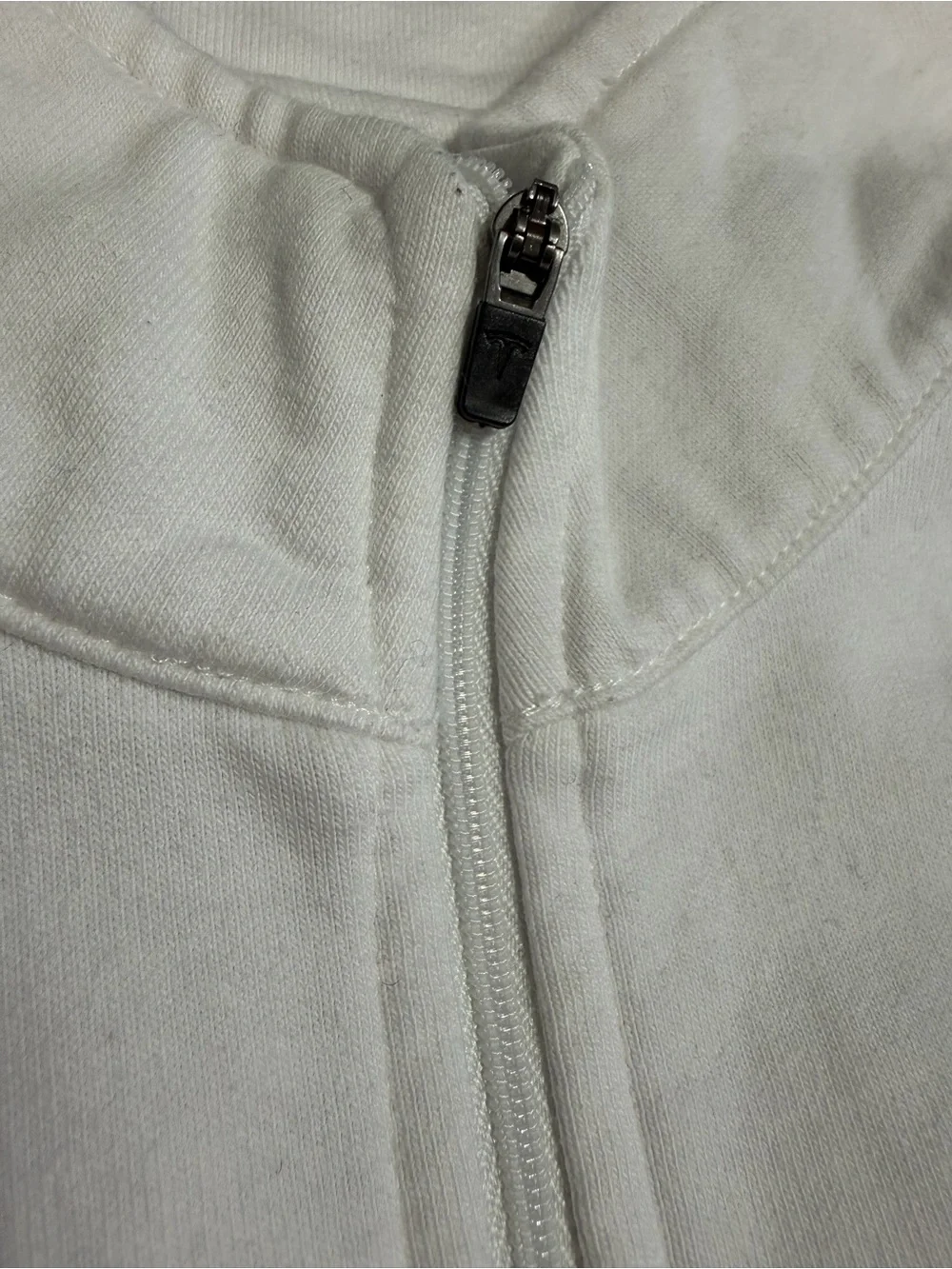 Tesla Men’s Cream White Quarter Zip Pullover Sweater Embroidered Logo Size M